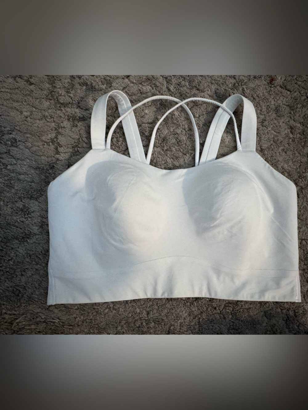 Lululemon White Longline Strappy Sports Bra Built-In Cups | Approx. Size 10/12